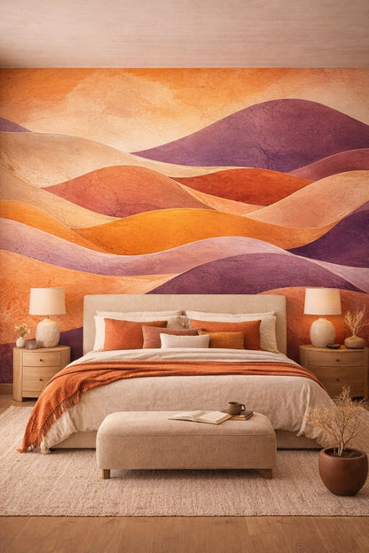 Desert Modern sand abstract dunes - Wall Mural Peel and Stick Wallpaper for Desert Modern Master Bedroom.