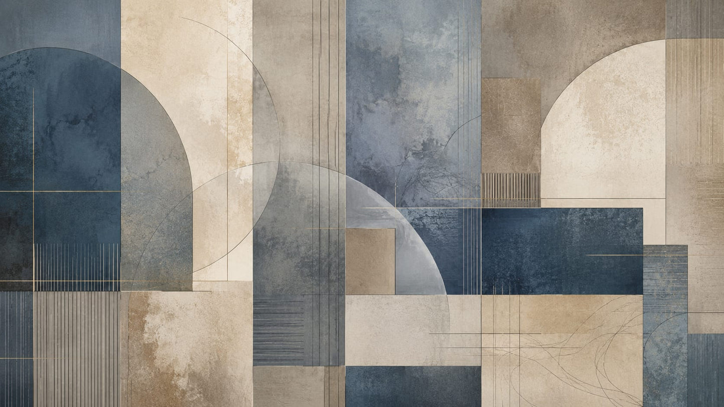 Architectural Refined Navy geometric blocks featuring arch shapes - Wall Mural & Peel and Stick Wallpaper for Geometric Interiors and Premium Home Styling
