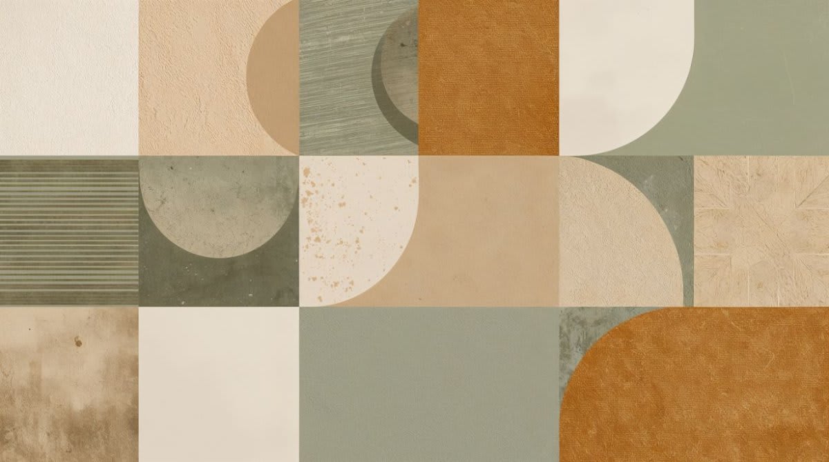 Minimalist modern Beige geometric abstract featuring arches, blocks and textured neutrals - Wall Mural & Peel and Stick Wallpaper for Geometric Minimalist Interiors and Premium Home Styling