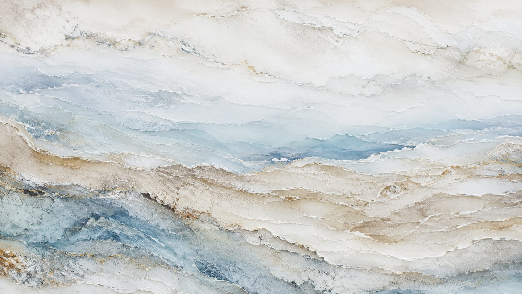 Airy refined Ivory abstract strata featuring mineral texture and gold veining - Wall Mural & Peel and Stick Wallpaper for Textured Interiors and Premium Home Styling