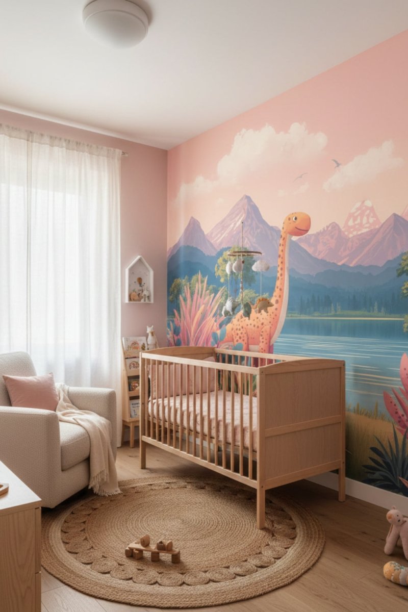 Dino Friends Dawn - Watercolor Dinosaurs Accent Wall Mural Wallpaper - Recoat