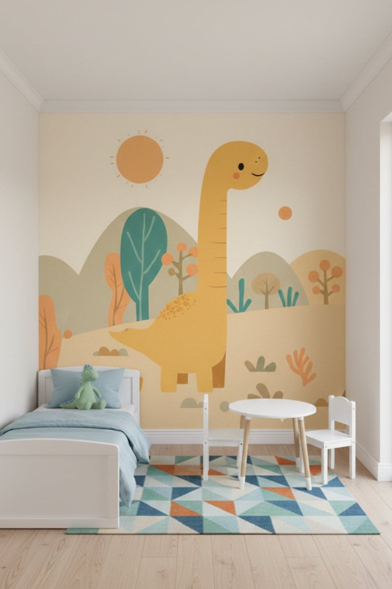 Dino Friends Sunny - Watercolor Dinosaurs Accent Wall Mural Wallpaper - Recoat