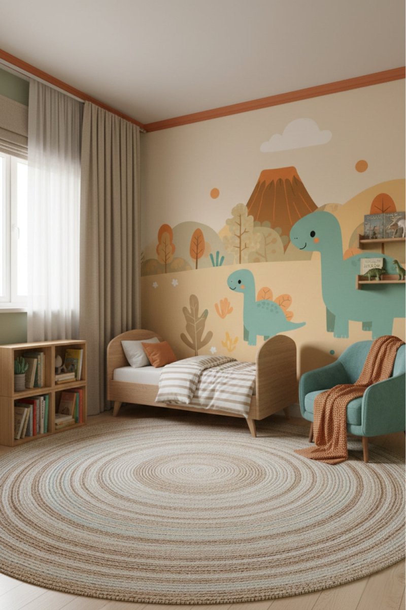Dino Friends Sunny - Watercolor Dinosaurs Accent Wall Mural Wallpaper - Recoat