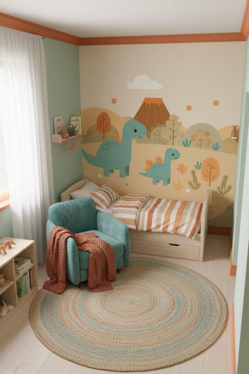 Dino Friends Sunny - Watercolor Dinosaurs Accent Wall Mural Wallpaper - Recoat