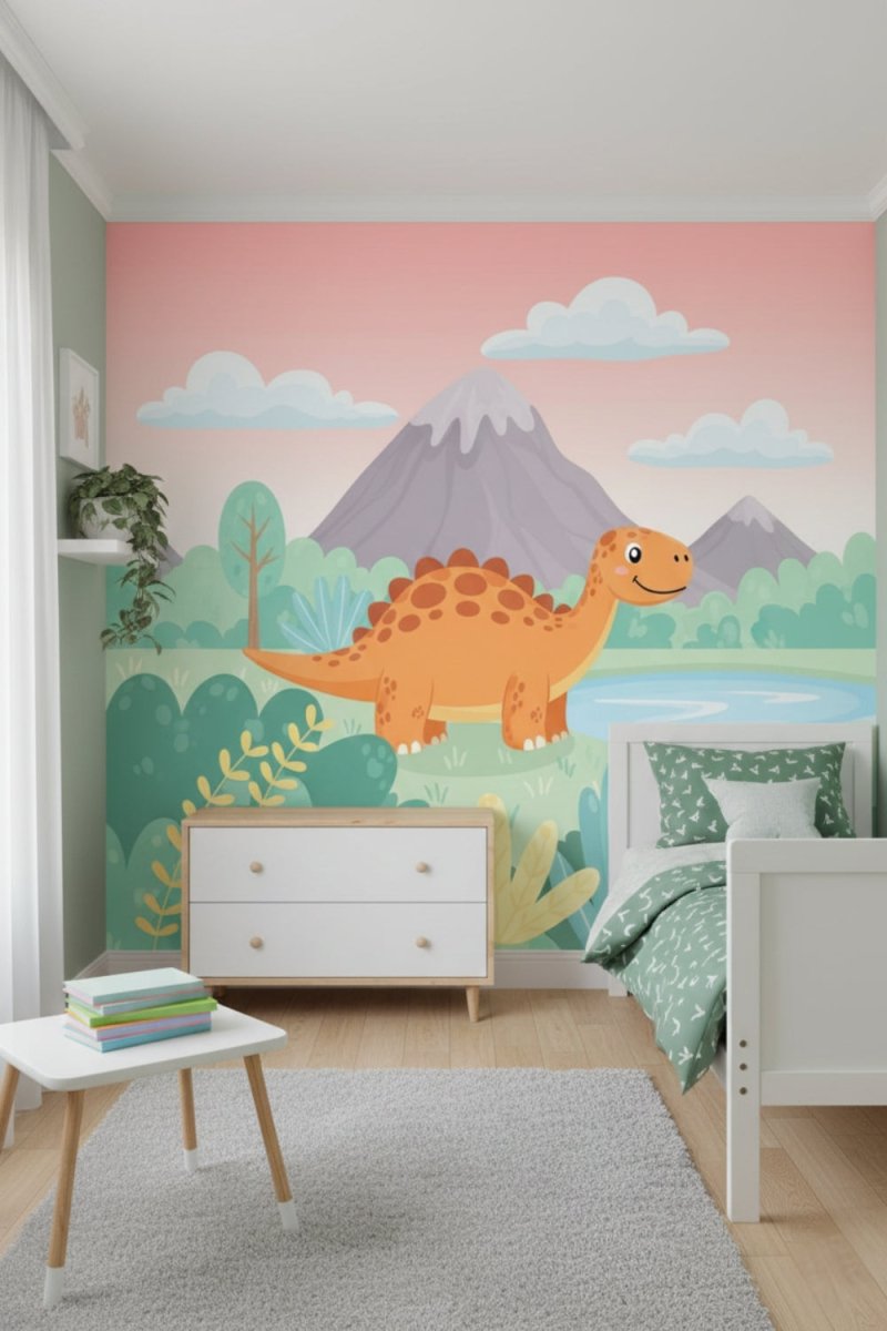 Dino Friends - Watercolor Dinosaurs Accent Wall Mural Wallpaper - Recoat