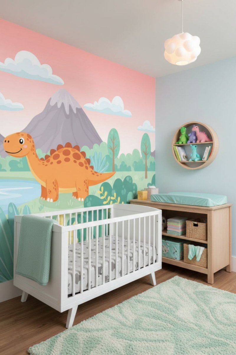 Dino Friends - Watercolor Dinosaurs Accent Wall Mural Wallpaper - Recoat