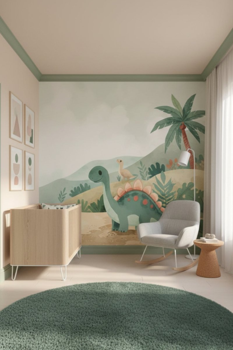 Dino Valley - Watercolor Dinosaurs Accent Wall Mural Wallpaper - Recoat