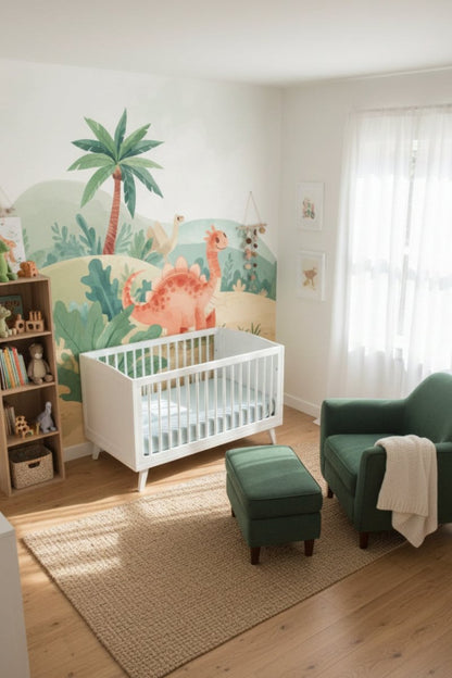 Dino Valley - Watercolor Dinosaurs Accent Wall Mural Wallpaper - Recoat