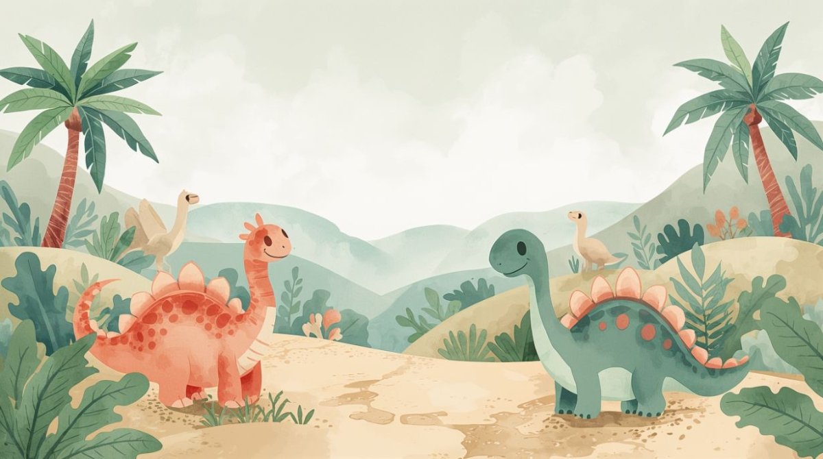 Dino Valley - Watercolor Dinosaurs Accent Wall Mural Wallpaper - Recoat