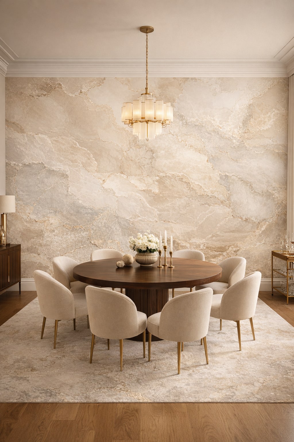 Art Deco gold marble pattern - Wall Mural Peel and Stick Wallpaper for Art Deco Formal Dining Room.