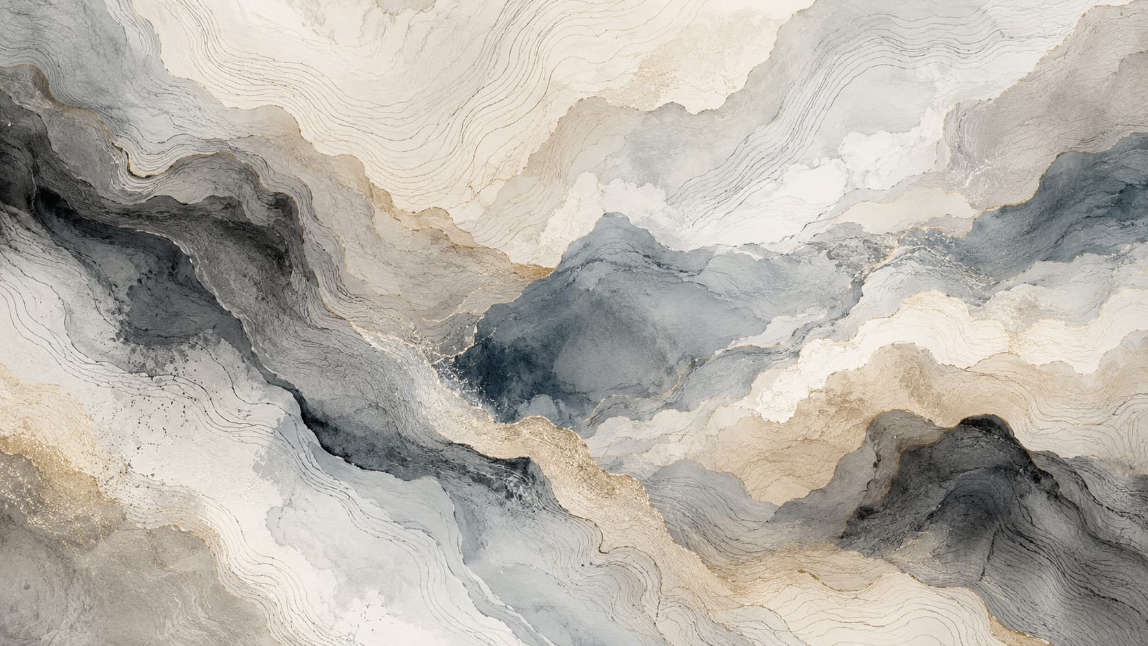 Ethereal layered Cream abstract topography featuring contour lines - Wall Mural & Peel and Stick Wallpaper for Watercolor Interiors and Premium Home Styling