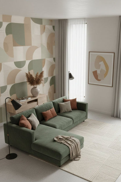 Geometric Harmony - Geometric Abstract Accent Wall Mural Wallpaper - Recoat