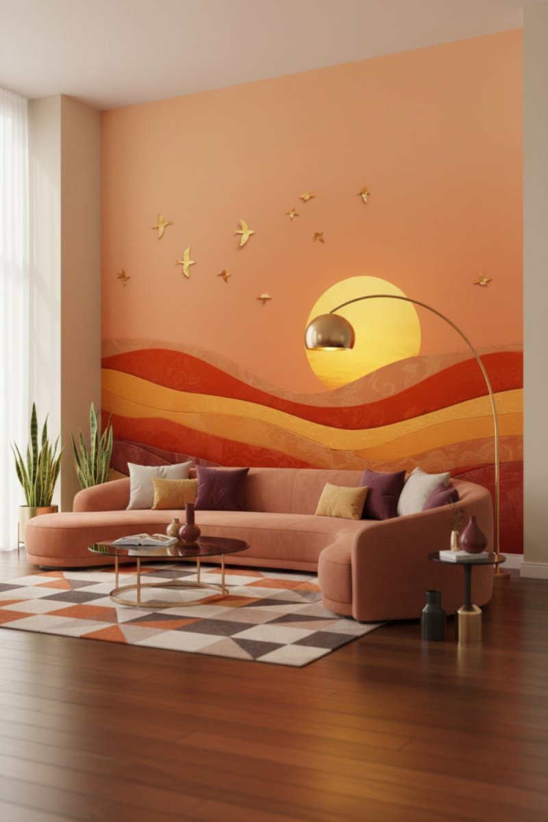 Golden Canyon - Artistic Landscape Accent Wall Mural Wallpaper - Recoat