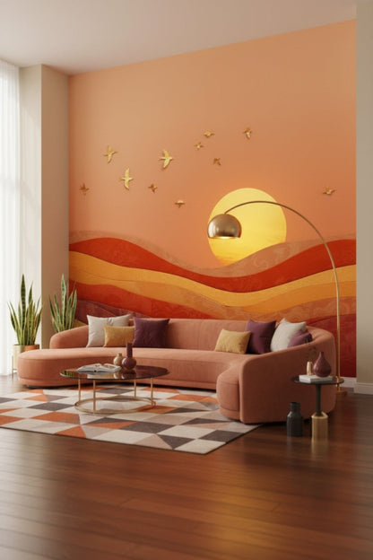 Golden Canyon - Artistic Landscape Accent Wall Mural Wallpaper - Recoat