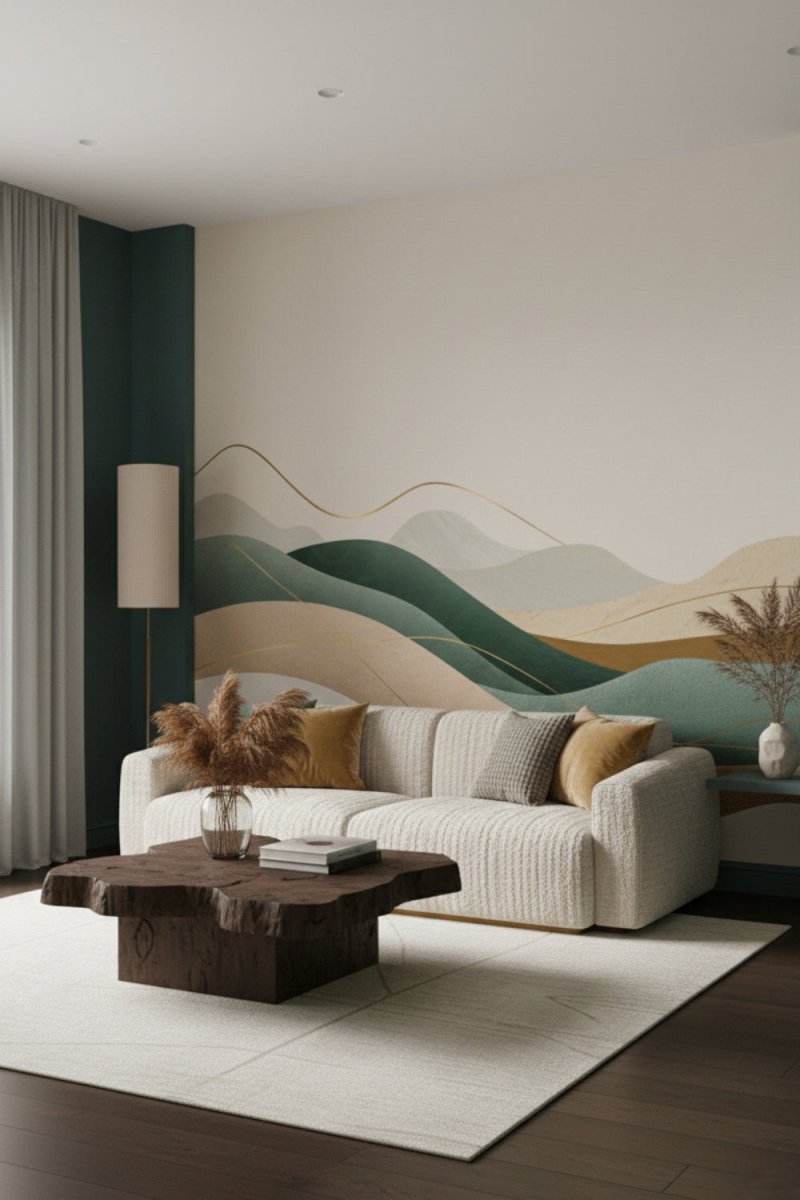 Golden Hills - Artistic Landscape Accent Wall Mural Wallpaper - Recoat