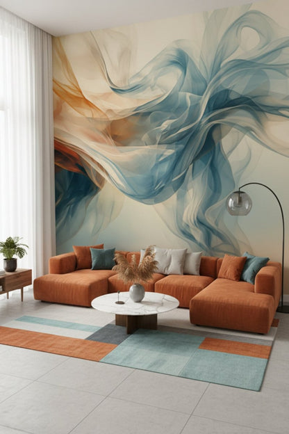 Golden Waves - Modern Abstract Accent Wall Mural Wallpaper - Recoat