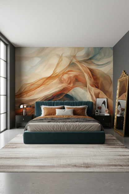 Golden Waves - Modern Abstract Accent Wall Mural Wallpaper - Recoat