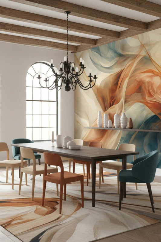 Golden Waves - Modern Abstract Accent Wall Mural Wallpaper - Recoat