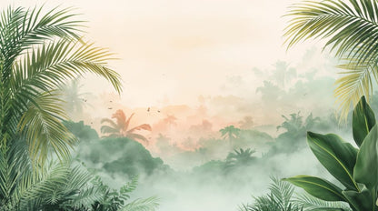 Horizons Golden Mist - Jungle Landscape Accent Wall Mural Wallpaper - Recoat
