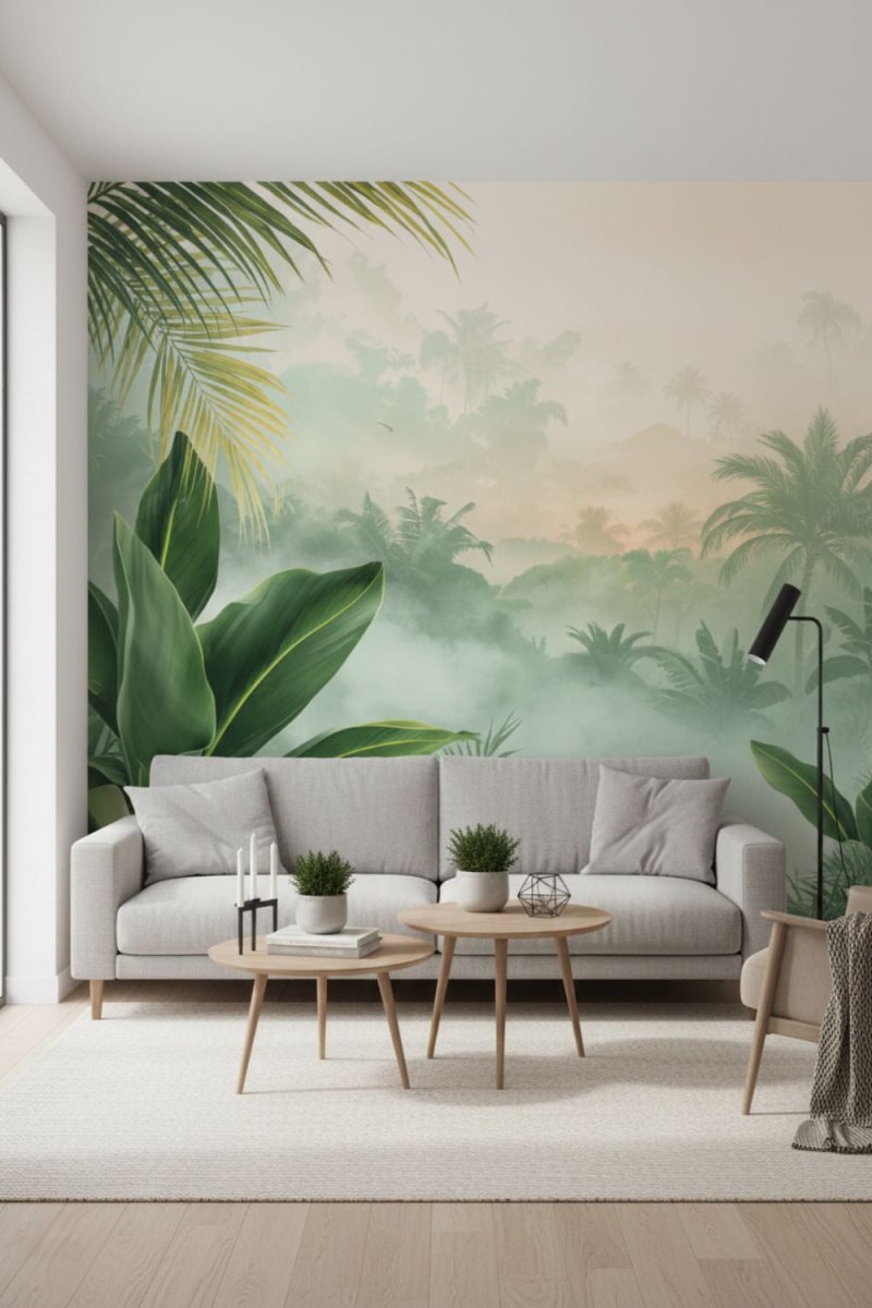 Horizons Golden Mist - Jungle Landscape Accent Wall Mural Wallpaper - Recoat