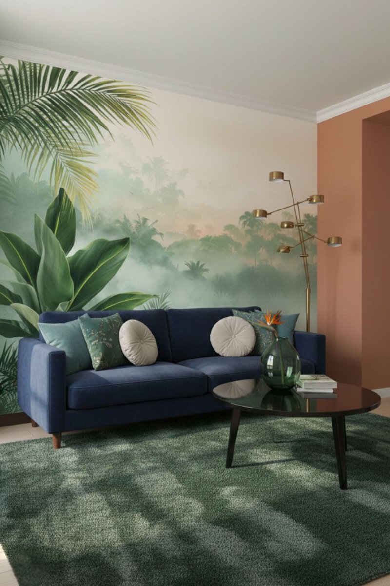 Horizons Golden Mist - Jungle Landscape Accent Wall Mural Wallpaper - Recoat