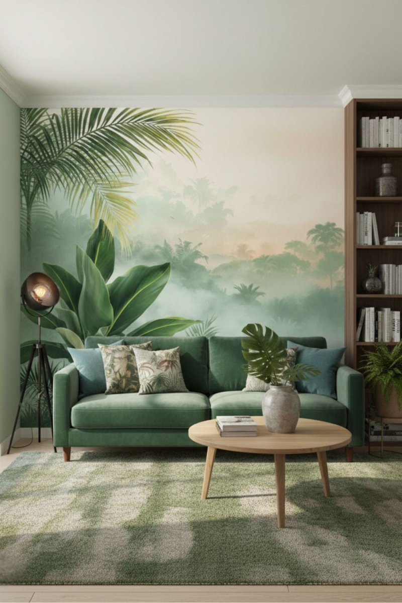 Horizons Golden Mist - Jungle Landscape Accent Wall Mural Wallpaper - Recoat
