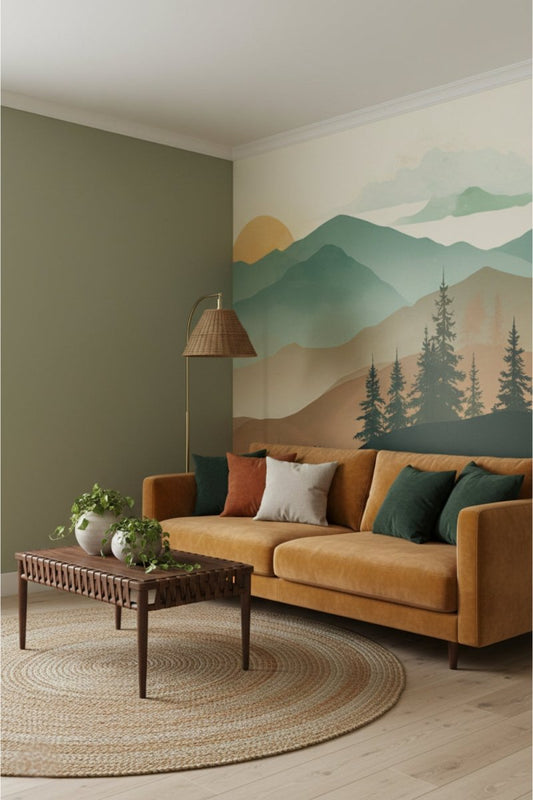 Horizons Sunset - Rustic Forest Accent Wall Mural Wallpaper - Recoat