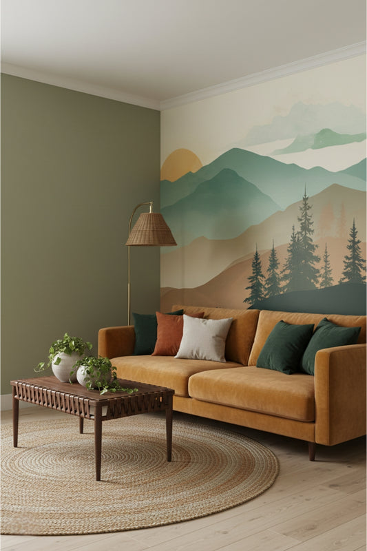 Horizons Sunset - Rustic Forest Accent Wall Mural Wallpaper