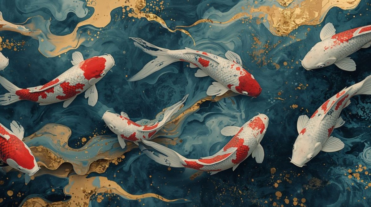 Koi Colors - Japanese Style Accent Wall Mural Wallpaper - Recoat