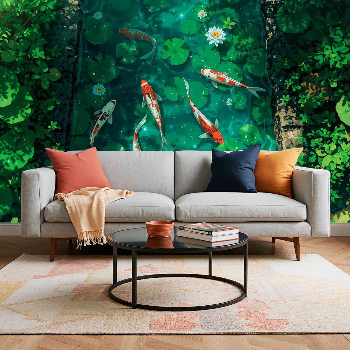 Koi Serenity - Japanese Style Accent Wall Mural Wallpaper - Recoat