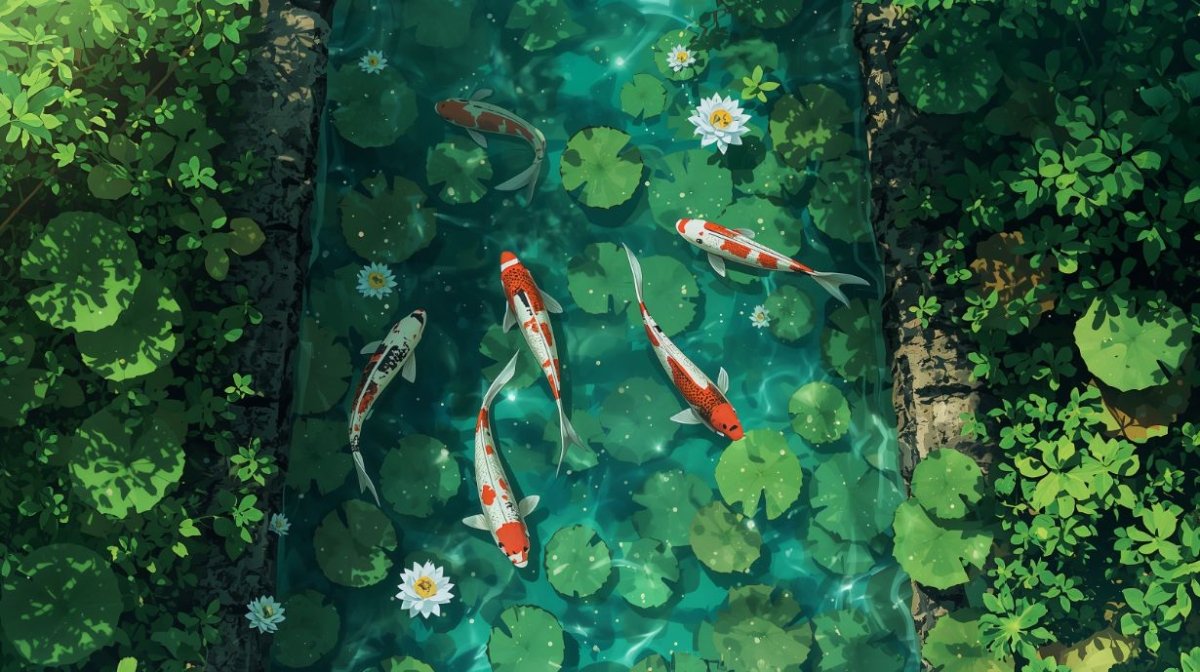 Koi Serenity - Japanese Style Accent Wall Mural Wallpaper - Recoat