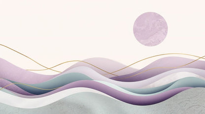 Lavender Waves - Artistic Landscape Accent Wall Mural Wallpaper - Recoat
