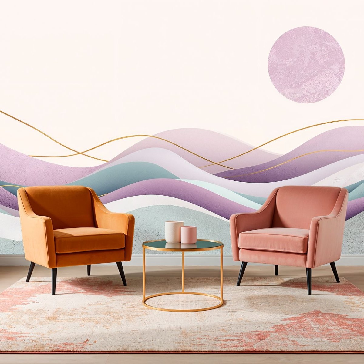 Lavender Waves - Artistic Landscape Accent Wall Mural Wallpaper - Recoat