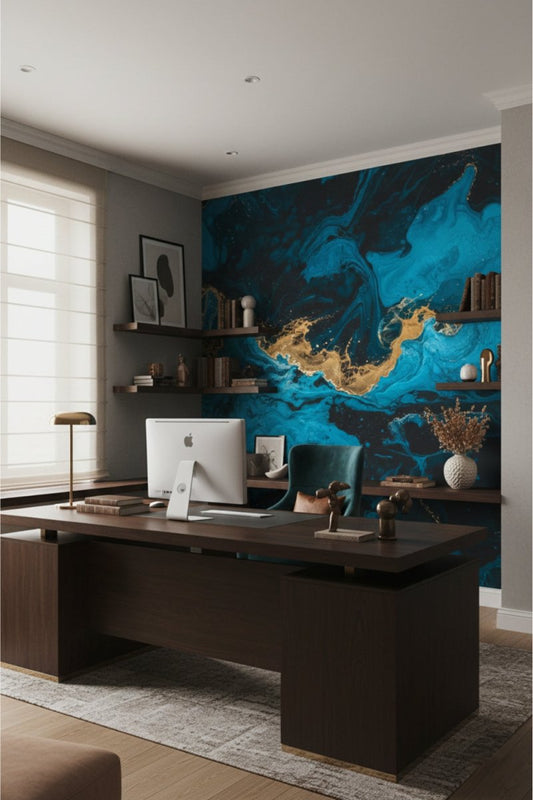 Liquid Gold - Modern Abstract Accent Wall Mural Wallpaper - Recoat