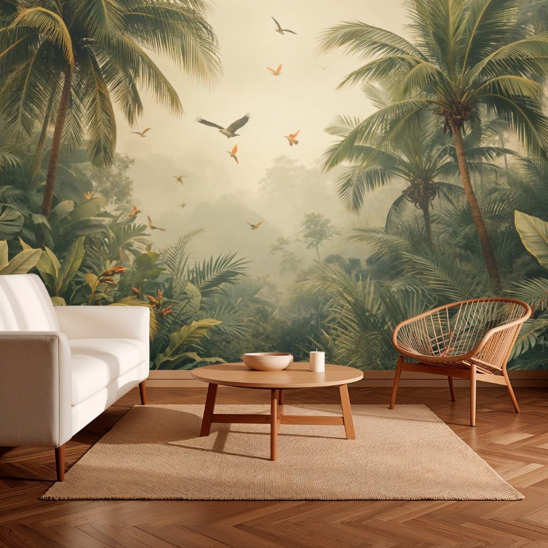 Misty Jungle - Vintage Forest Accent Wall Mural Wallpaper - Recoat