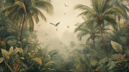 Misty Jungle - Vintage Forest Accent Wall Mural Wallpaper - Recoat