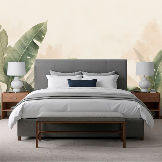 Misty Tropics - Soft Banana Leaf Accent Wall Mural Wallpaper - Recoat