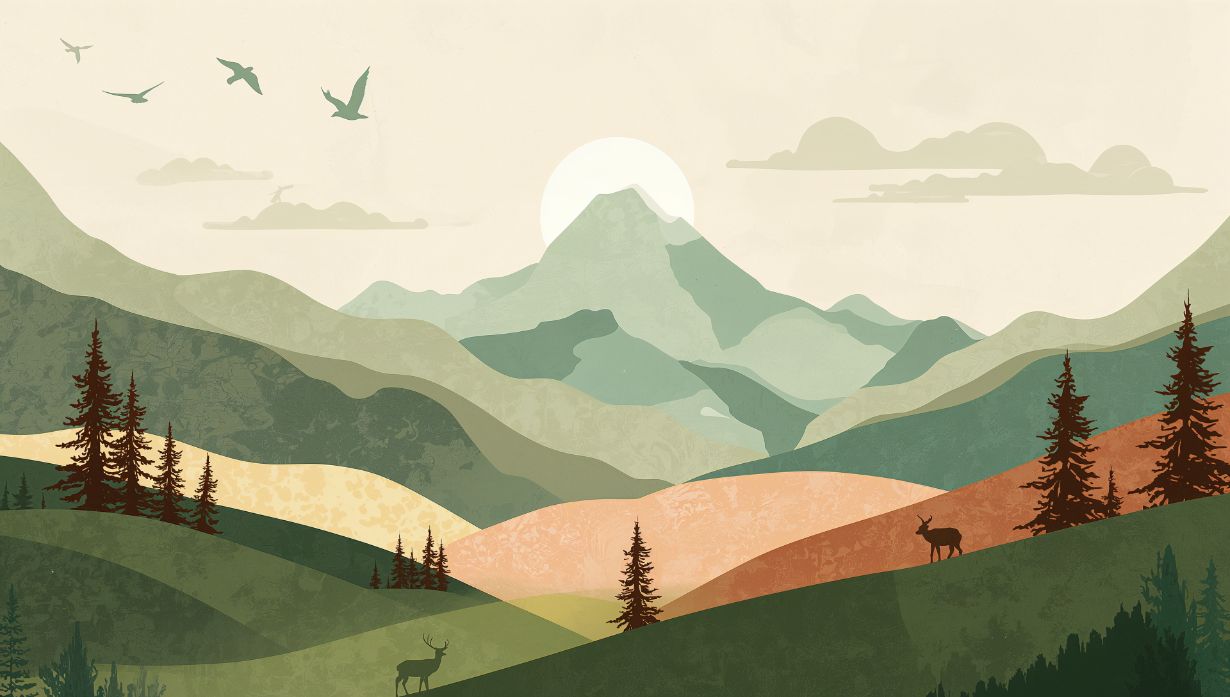 Mountain Escape - Rustic Forest Accent Wall Mural Wallpaper, peel & stick, custom-sized by Recoat