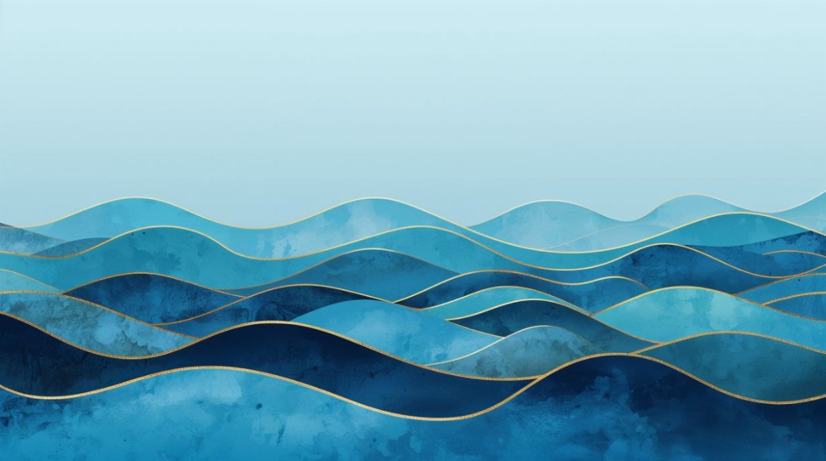 Ocean Waves - Blue Abstract Accent Wall Mural Wallpaper - Recoat