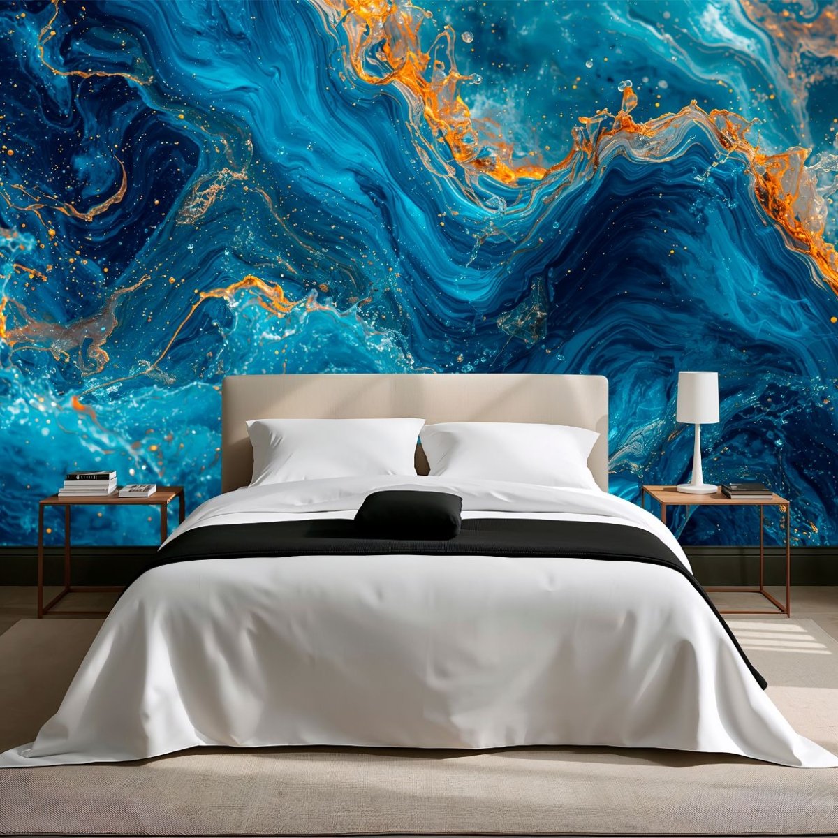 Ocean's Waves - Blue Abstract Accent Wall Mural Wallpaper - Recoat