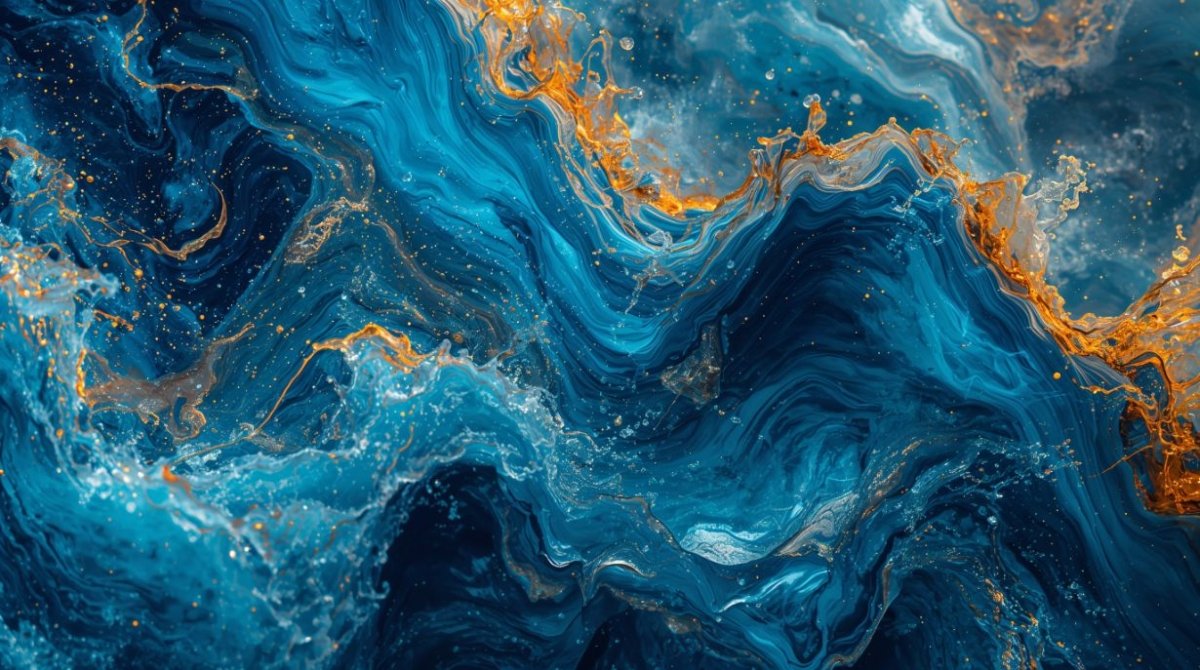 Ocean's Waves - Blue Abstract Accent Wall Mural Wallpaper - Recoat