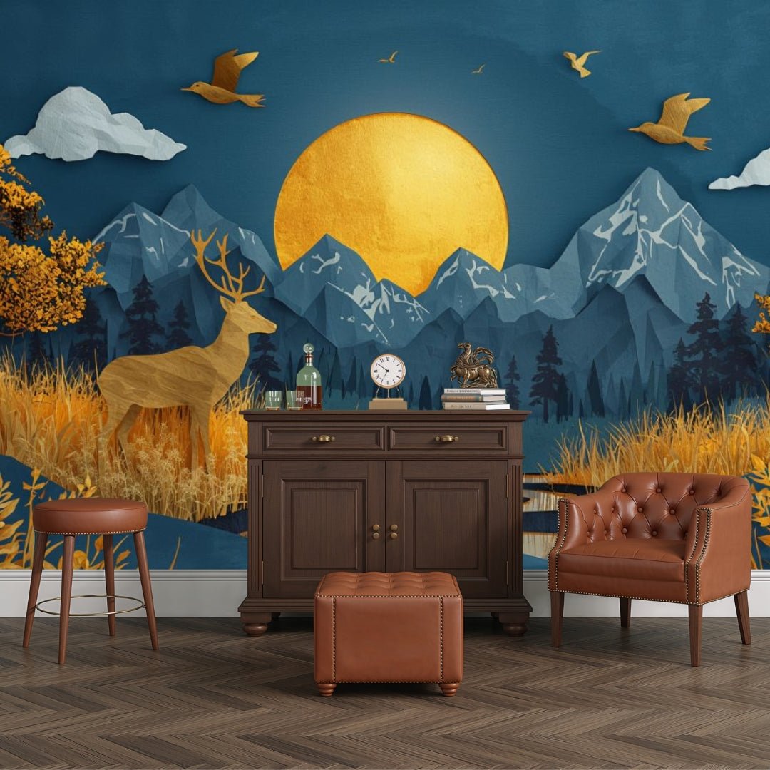 Papercraft Alpine - Paper Art Landscape Accent Wall Mural Wallpaper - Recoat