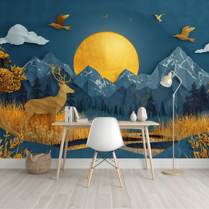 Papercraft Alpine - Paper Art Landscape Accent Wall Mural Wallpaper - Recoat