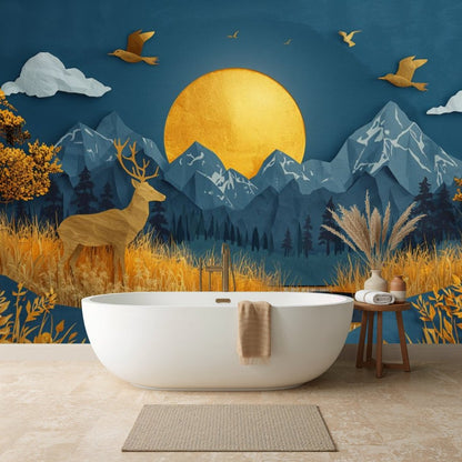 Papercraft Alpine - Paper Art Landscape Accent Wall Mural Wallpaper - Recoat