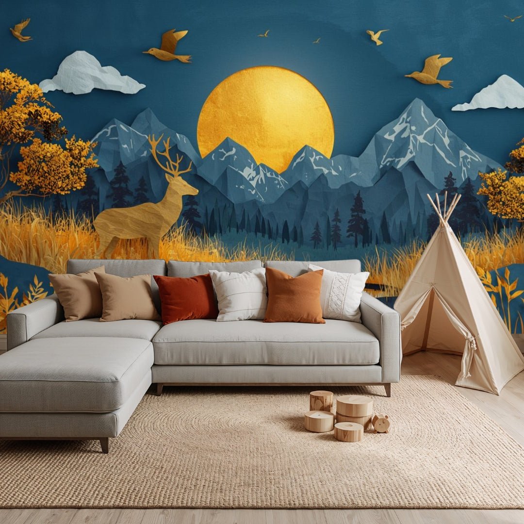 Papercraft Alpine - Paper Art Landscape Accent Wall Mural Wallpaper - Recoat