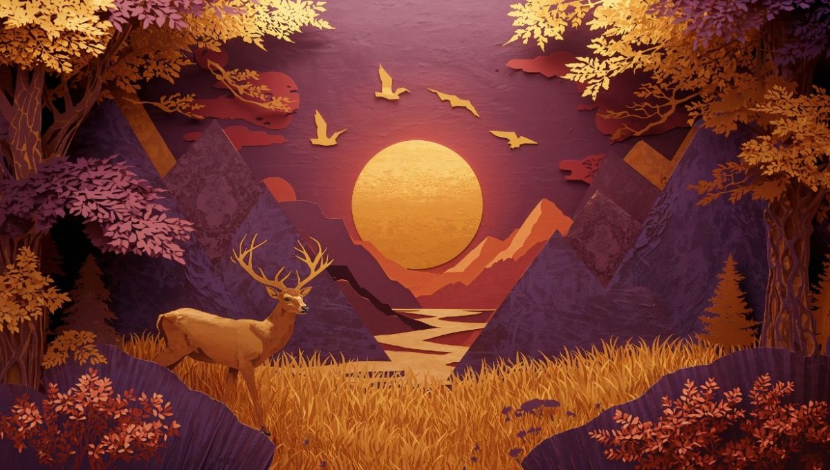 Papercraft Amethyst - Paper Art Landscape Accent Wall Mural Wallpaper - Recoat