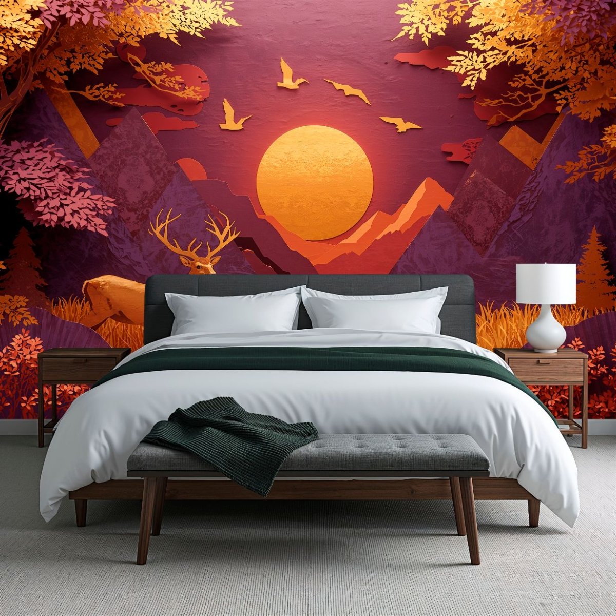 Papercraft Amethyst - Paper Art Landscape Accent Wall Mural Wallpaper - Recoat