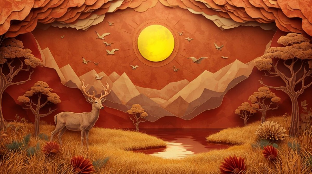 Papercraft Canyon - Paper Art Landscape Accent Wall Mural Wallpaper - Recoat