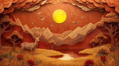 Papercraft Canyon - Paper Art Landscape Accent Wall Mural Wallpaper - Recoat