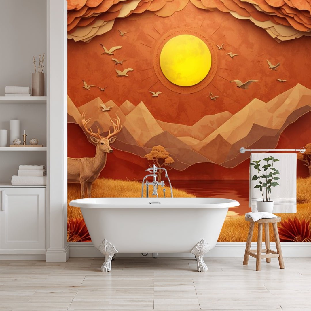 Papercraft Canyon - Paper Art Landscape Accent Wall Mural Wallpaper - Recoat